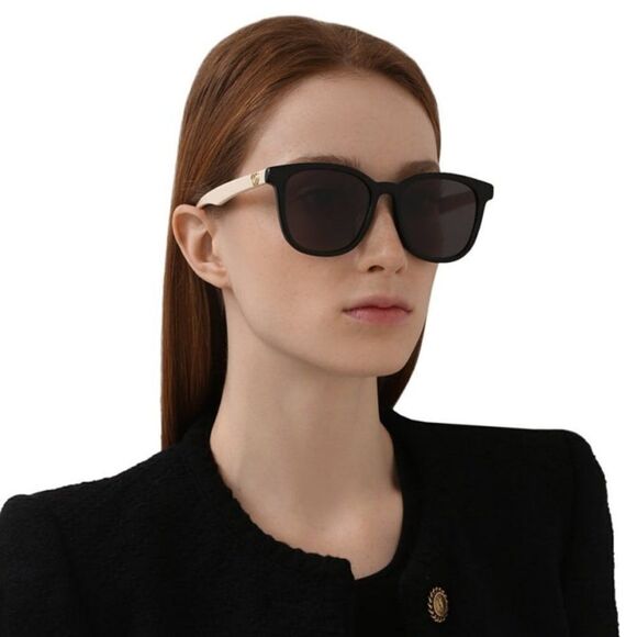 NEW GUCCI LOGO GG1001SK 003 Black White Gray Rectangle Women Sunglasses - Picture 7 of 12